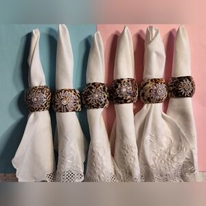 TIGER SPOTTED COWRIE SHELL Set of 6 Napkin Rings